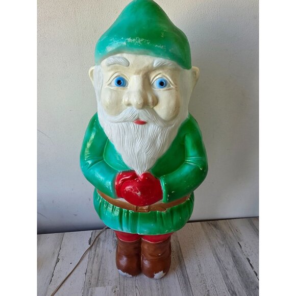 Vintage Union elf blow mold green Santa featherstone gnome mini Xmas products la - Picture 2 of 11